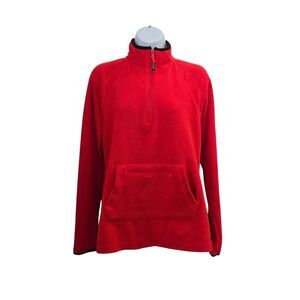 Calvin Klein Performance Fleece‎ Pullover Women M Red Orange 1/4 Zip Athleisure